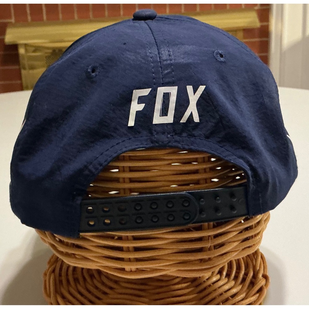 VTG Monster Energy Fox Racing Snapback Hat Navy Blue 3D Rubber Logo Cap - Picture 3 of 7